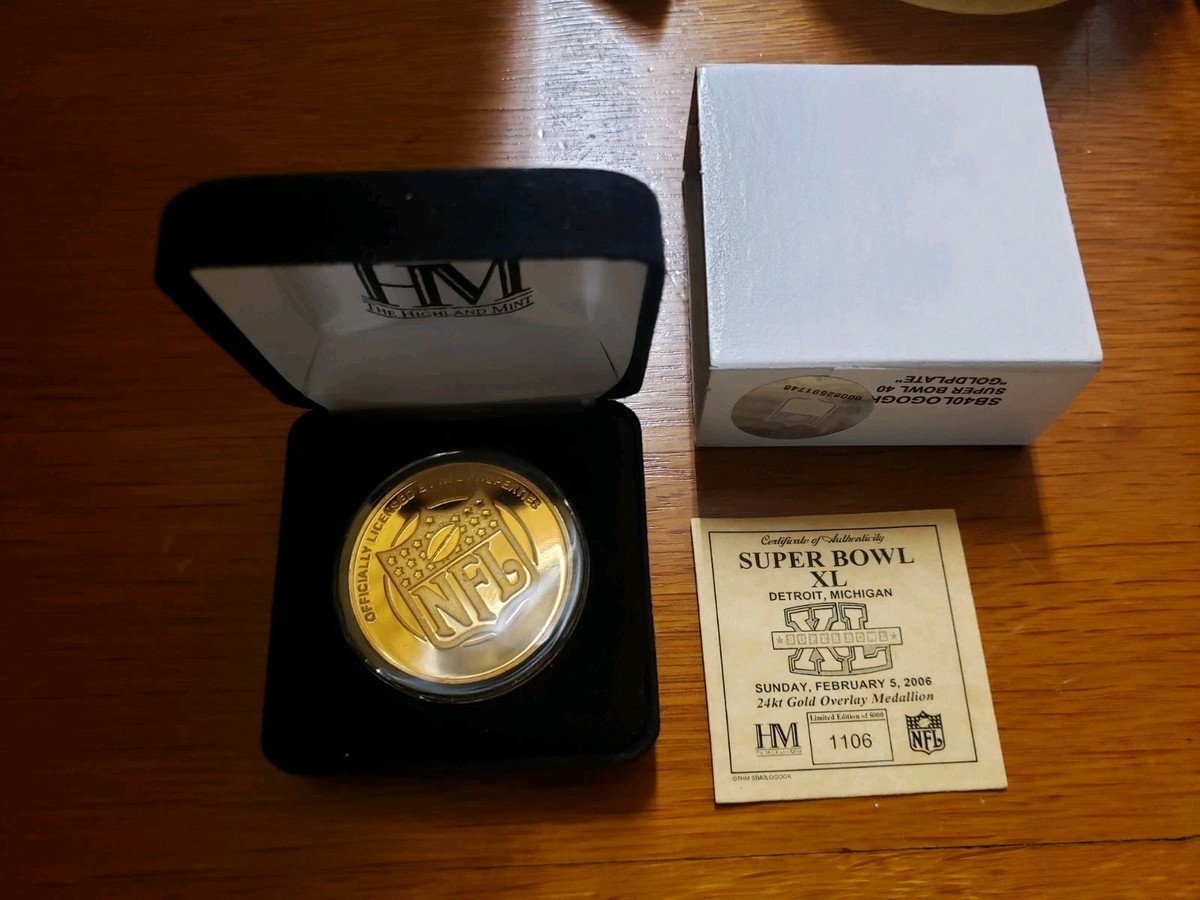 13436 ハイランドミント社製スーパーボウルXLVI記念 24KTゲーム HIghland Mint Super Bowl XL 24K Gold Plated Medallion Coin