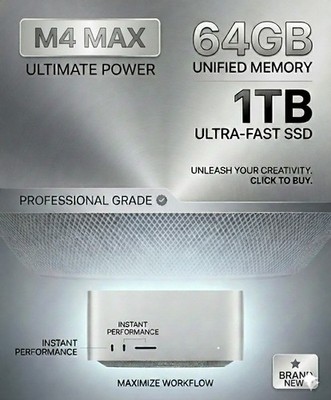 Apple Mac Studio M4 Max 64GB RAM 1TB SSD – Pro Desktop for Video