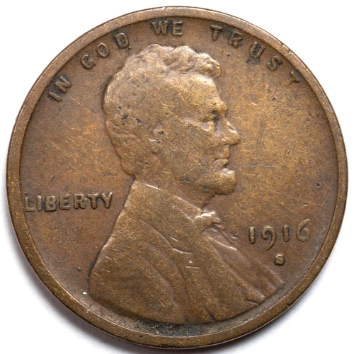 1916-S Lincoln Wheat Penny Cent Fine (F)