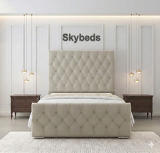 FLORIDA DIAMOND UPHOLSTERED  CRUSHED VELVET BED FRAME IN ALL COLOURS & SIZES