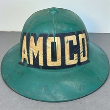 Vintage Amoco American Gas Oil Pith Helmet Hard Hat Advertising Service Uniform