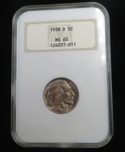 NGC MS-65 1938-D Buffalo Nickel, Gorgeous, Rainbow Toned Gem! Lot#2111