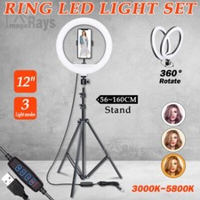12" LED Ring Light Dimmable Lighting Kit Phone + Selfie Tripod Makeup Live Lamp