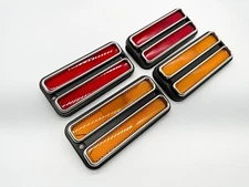 Chevy GMC Pickup Truck Front Rear Side Marker Lamp Set Amber Red Chrome Trim New