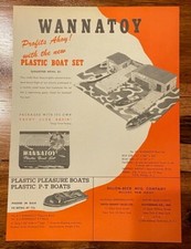 Vintage 1946 WANNATOY Plastic Boat Car Garage Sets Dillon Beck Toy Print Ad
