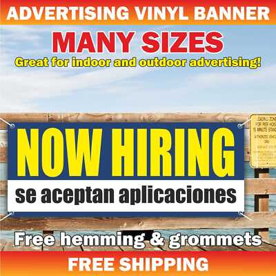 #ad NOW HIRING ACEPTAN APLICACIONES Advertising Banner Vinyl Mesh Sign APPLICATIONS $189.95