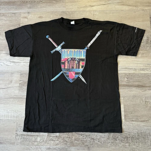 90s Highlander Rap Tee Black Blue Mens XL Single Sti 1990s vintage concert t-shirt, vintage, size XL, single stitch, B+ condition