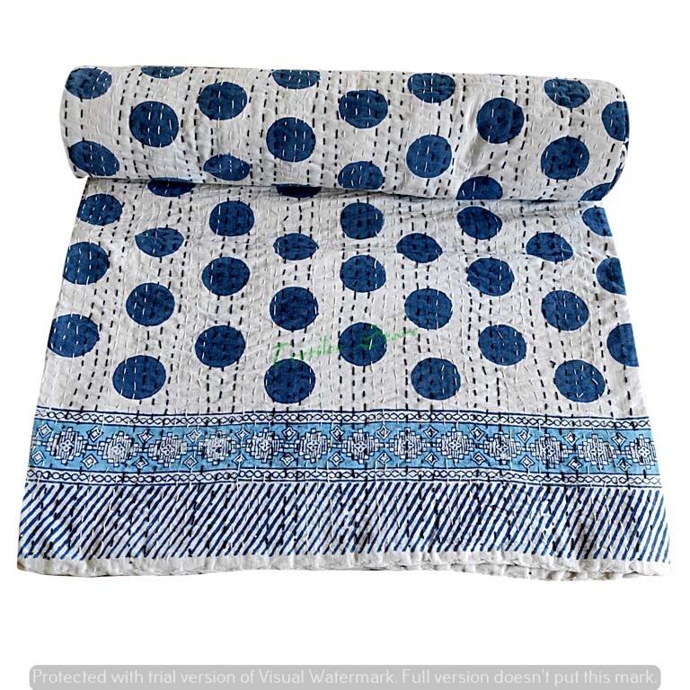 Manta india kantha edredón estampado bloque kantha tiro cama