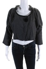 Hazel Womens Wool Snap Front Applique Collar Long Sleeve Jacket Gray Size L