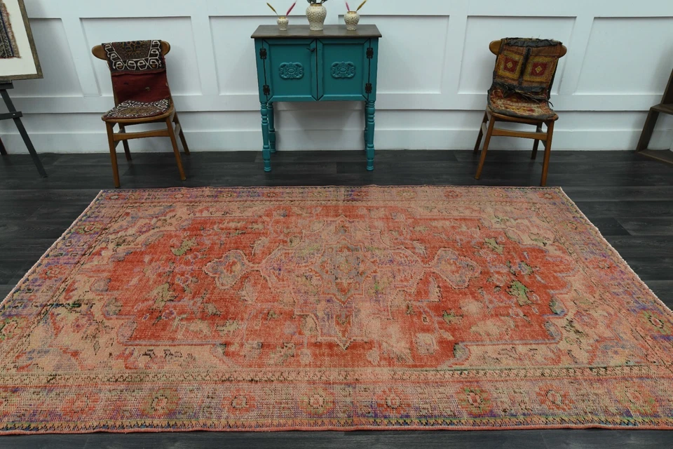 Alfombra 5,9 x 9,7 pies, DE COLECCIÓN, alfombra turca, alfombra OUSHAK, lana, hecha a mano, decoración del hogar Foto 2 de 4