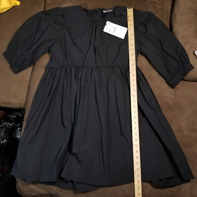 NWT ZARA BLACK POPLIN VOLUMINOUS PLEATED MINI DRESS XXL | eBay