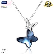 925 Sterling Silver Crystal Butterfly Necklace Butterfly Pendant for Women