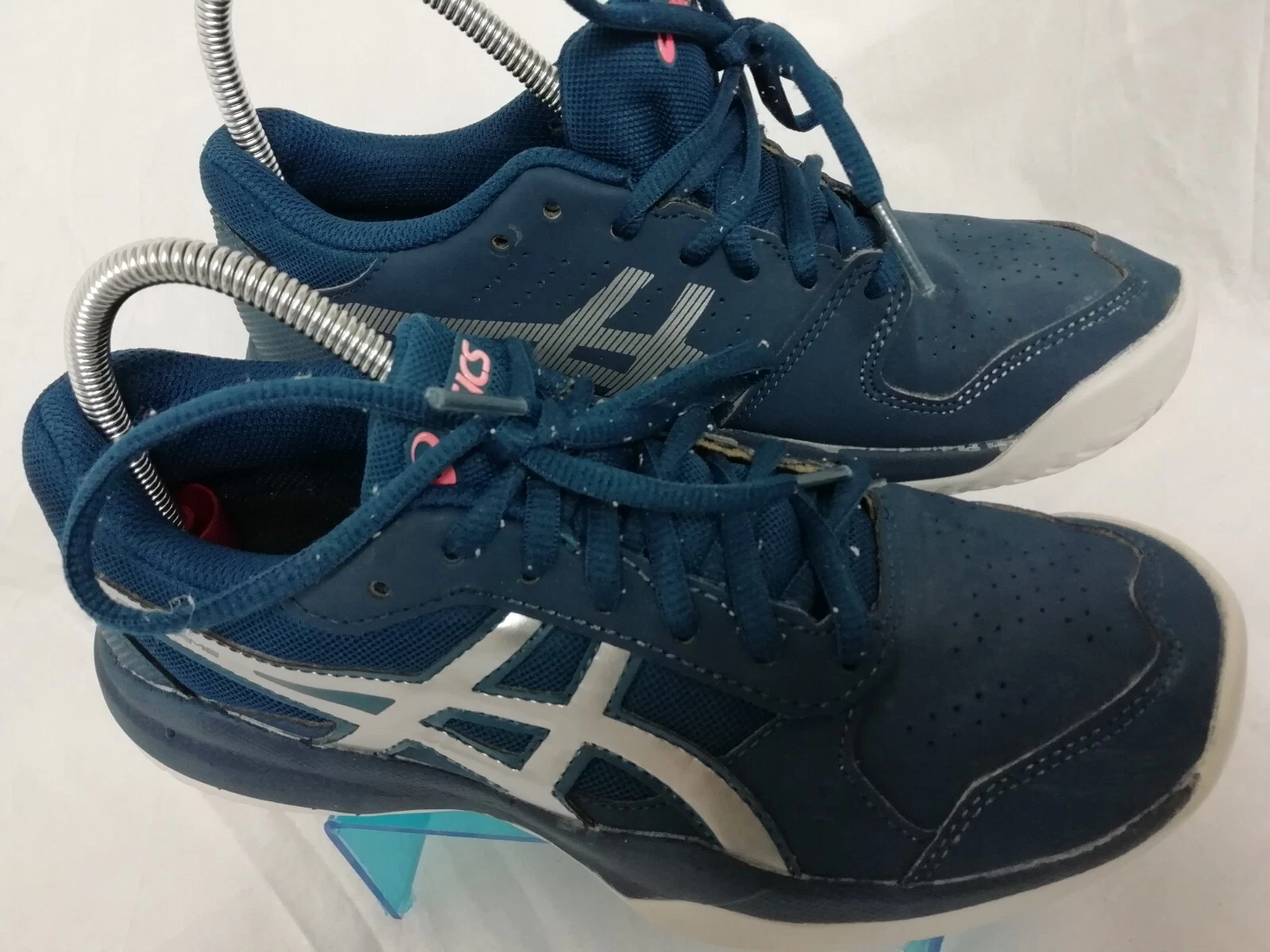 Scarpe da ginnastica uomo ASICS Gel Game 7 blu bianco taglia UK 2 ottime condizioni