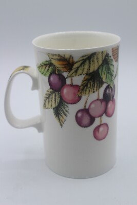 Vintage Dunoon Ceramic Fine Bone China Mug Sweet Cherries Design Made In England