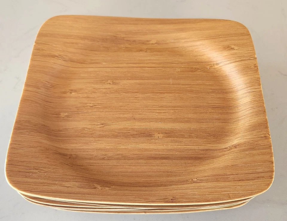 Crate & Barrel Square Bamboo "Environmentally Friendly" Salad Plates- Set of 8 - Image 2 of 4