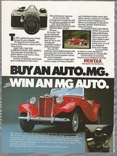 1982 PENTAX advertisement, buy a Pentax MG camera win a MG car