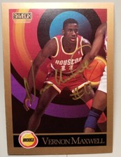 Vernon Maxwell Mad Max Houston Rockets Signed Basketball Card