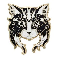Black White Cat Enamel Lapel Pin White  Black Feline Real Sic Kitty Fashion New