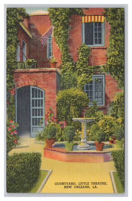 New Orleans LA Little Theatre French Quarter c1940s  Linen Postcard UNP 