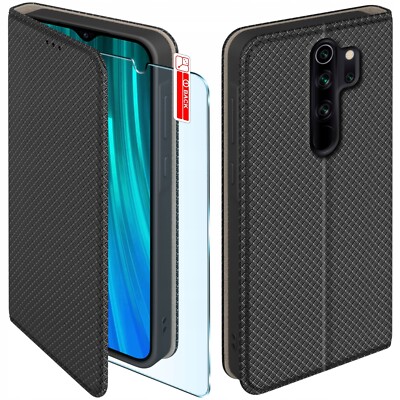 FÜR Xiaomi Redmi Note 8 Pro MAGNET Tasche Hülle Case SCHWARZ + Displayschutzglas