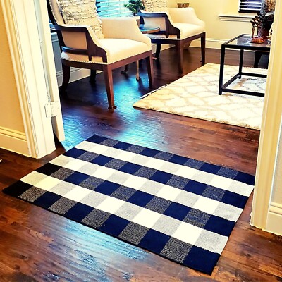 Buffalo Plaid Outdoor Rug - 27.5''x43'' with  Anti Slip Pad, Buffalo checkered rug