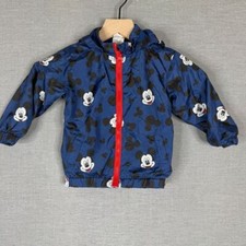 Disney Mickey Mouse Toddler Jacket Size 24M Blue Mouse Ears Full Zip Windbreaker