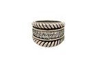 Vintage Sterling Silver NF 925 Thailand Pave CZ Twisted Rope Ring