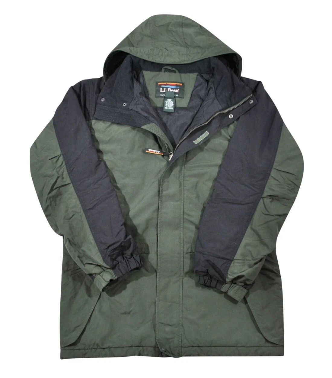 Vintage L.L. Bean Outdoors Winter 90s Green Black Jacket Size Medium Tall