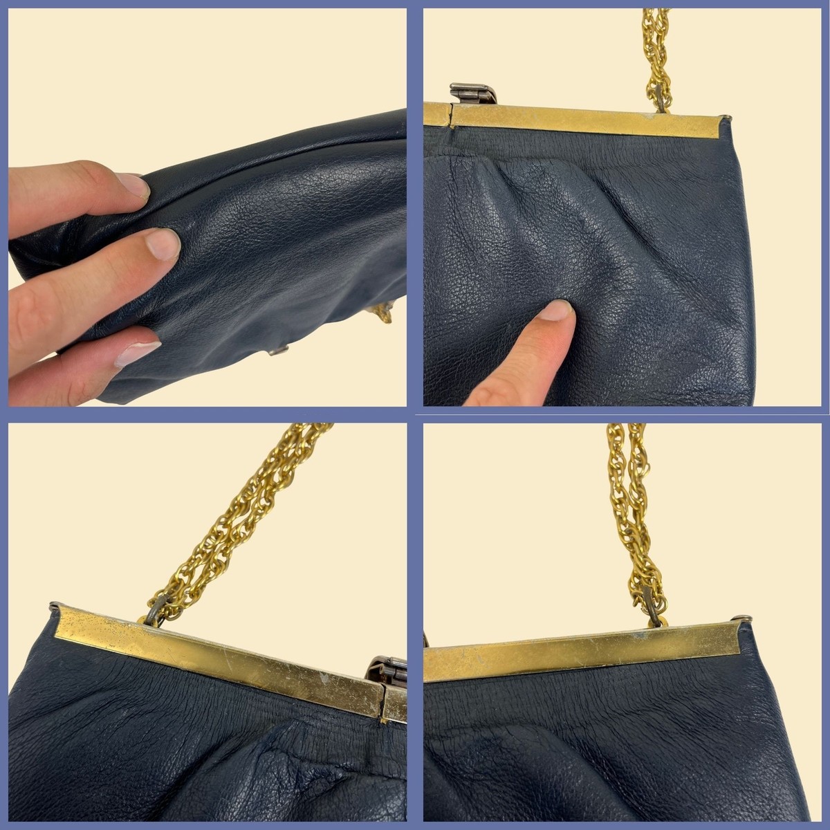 1970s blue leather handbag by Lisette Ltd., vintage 70s blue 1970s blue leather handbag by Lisette Ltd., vintage 70s blue