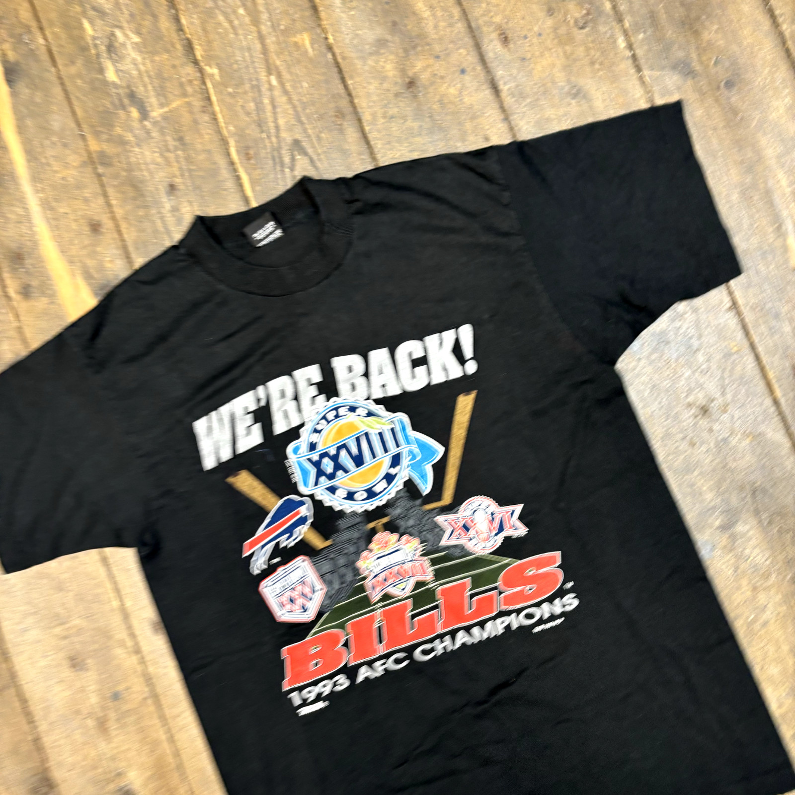 Vintage SuperBowl 28 T-Shirt 90's Graphic Single Stitch Tee, Black, Mens XL image 3