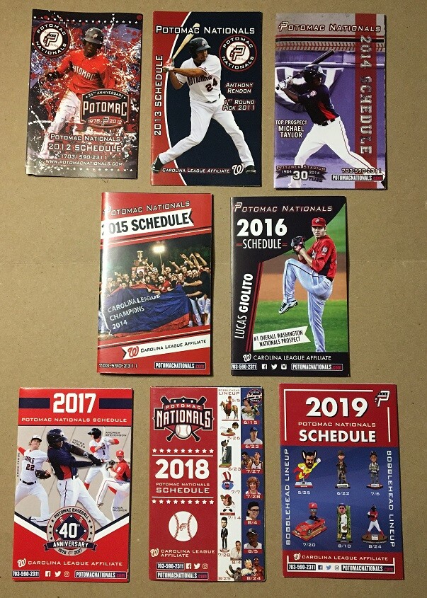 potomac-nationals-pocket-schedule-2012-2019-2014-2016-2017-2018-washington-sga-ebay