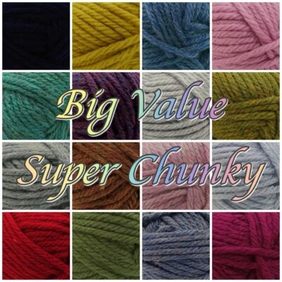 King Cole Big Value Super Chunky Pattern Acrylic Knitting Crochet Yarn Wool 100g