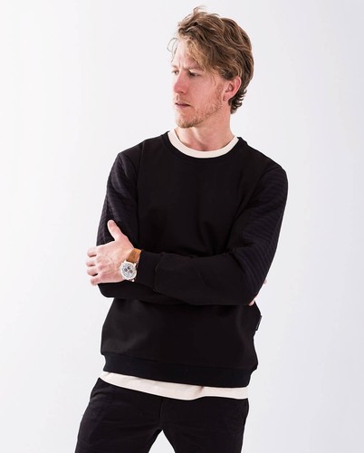 Bradgley&Scott Terry Ribbed Crewneck Mens Sweater Black Size L - Picture 5 of 5