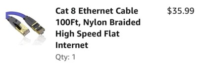 Cat 8 Ethernet Cable 100Ft, Nylon Braided High Speed Flat Internet