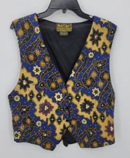 Bali Chic Vest Womens One Size Multi Color Sequined Artsy Batik Boho Gypsy