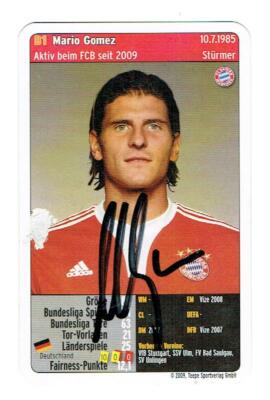 Mario Gomez  Original Spielkarte 2009 Bayern München mit original Unterschrift !