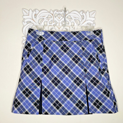 IZOD Golf 4 SKORT Shorts Skirt Pickleball Athleisure BLACK PURPLE Tartan Plaid