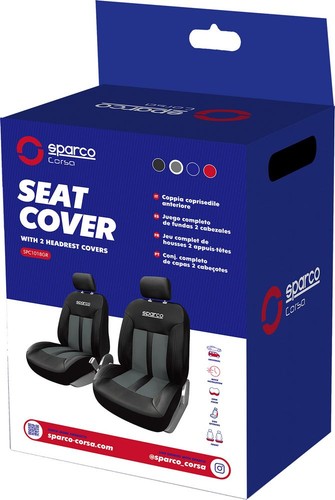 Coppia coprisedili poliestere universali anteriori auto nero/grigio SPARCO - Afbeelding 2 van 2