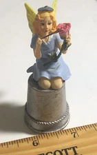 Thimble Resin Oversized Fairy Painting A Rose By WMG 2007
