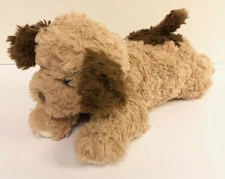 Tan & Brown Puppy Dog Laying 12" Bean Bag Plush Weighted Stuffed Animal