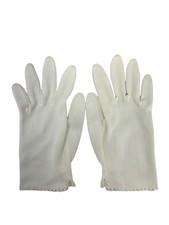 White Nylon Gloves With Eyelet Trim Ladies Size 6.5 Vintage 1950s Made In The Ph