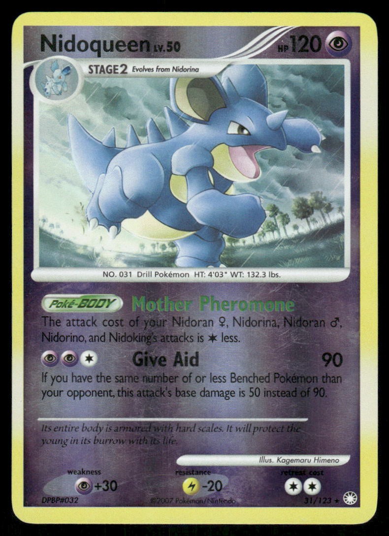2007 Pokemon Nidoqueen Rare Mysterious Treasures 31/123 Reverse Holo DMG