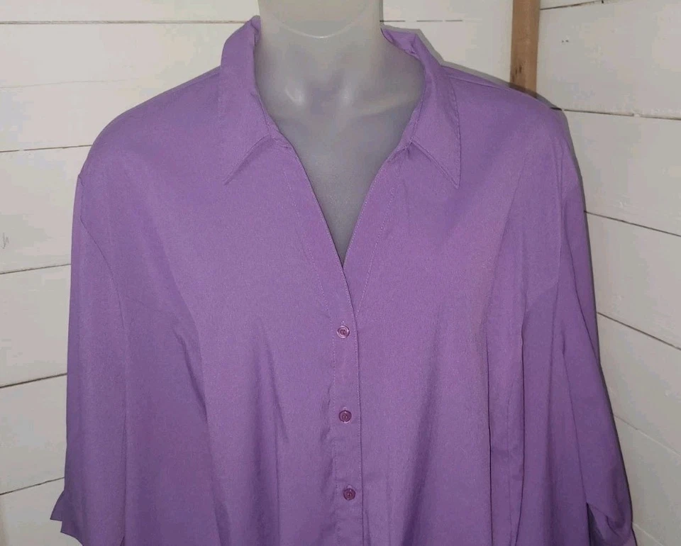 Blusa Maggie Barnes Catherines Púrpura Talla 5X (34/36) Mujer Botón Cuello en V #F1 Foto 2 de 4