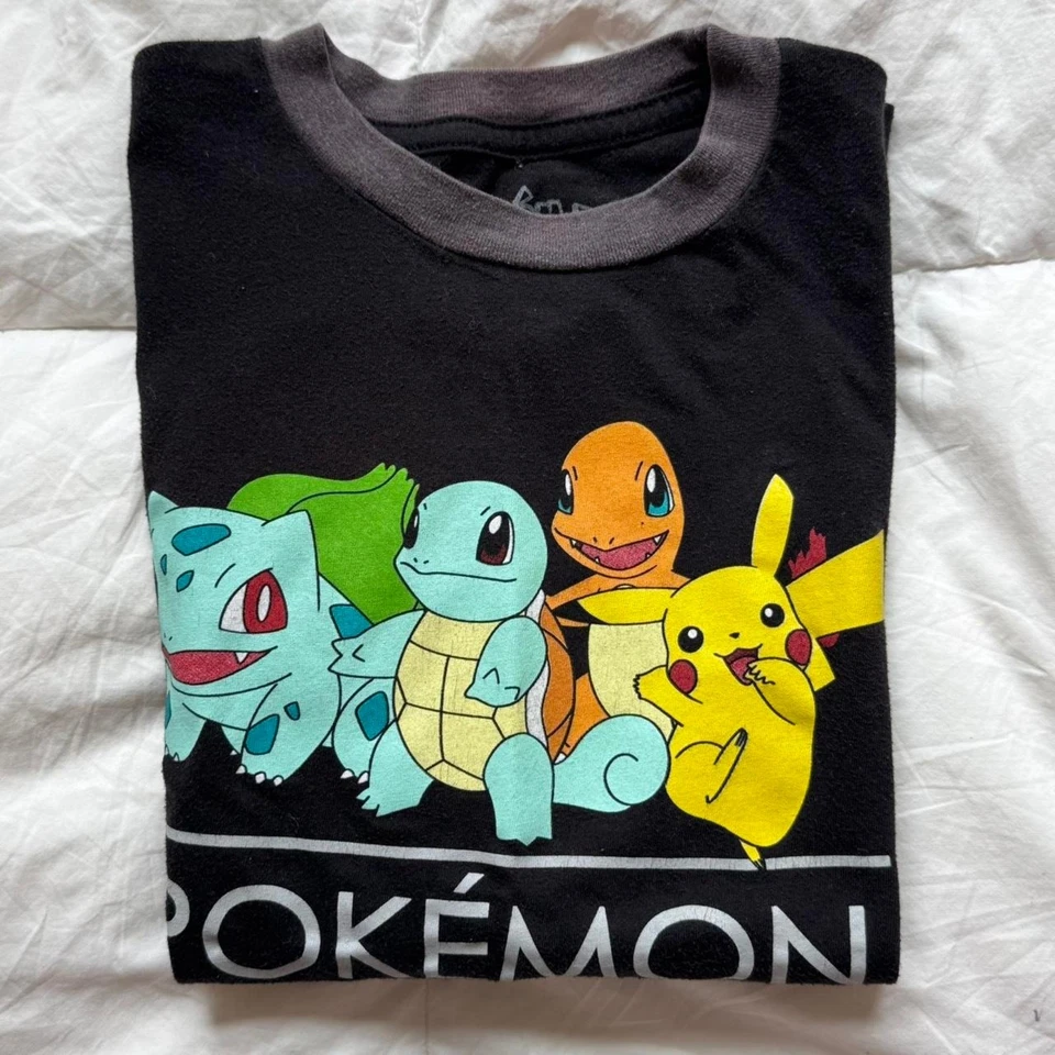 Red and black pokemon graphic tee youth 14 16 colorblock casual Pikachu gamer - Image 4 of 4
