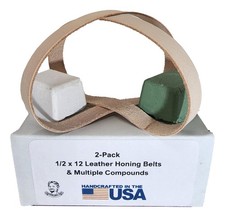 2 Pack of 1/2" x 12" Leather Honing  Polishing Belt -Strop Fits Green,white