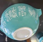 Vintage Turquoise 444 Pyrex AMISH BUTTERPRINT Cinderella Mixing Bowl