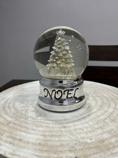 Musical Snow Globe Silver Christmas Tree Decor With NOEL On The Base TESTED