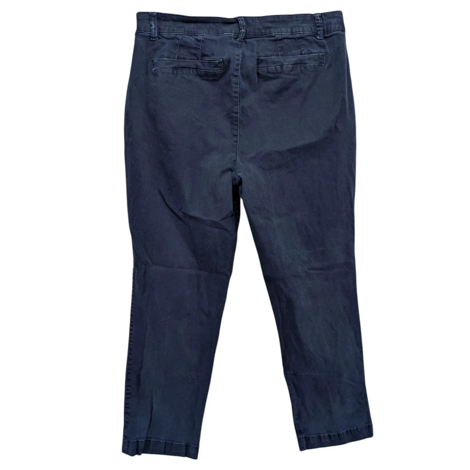 Pantalones chinos Caslon de algodón elástico para mujer azul marino frente plano talla 14 Foto 2 de 4