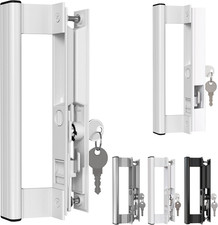 Juego de manijas de puerta correderas de vidrio con cerradura - manija de aluminio, se adapta a 6-5/8 pulgadas Agujero S