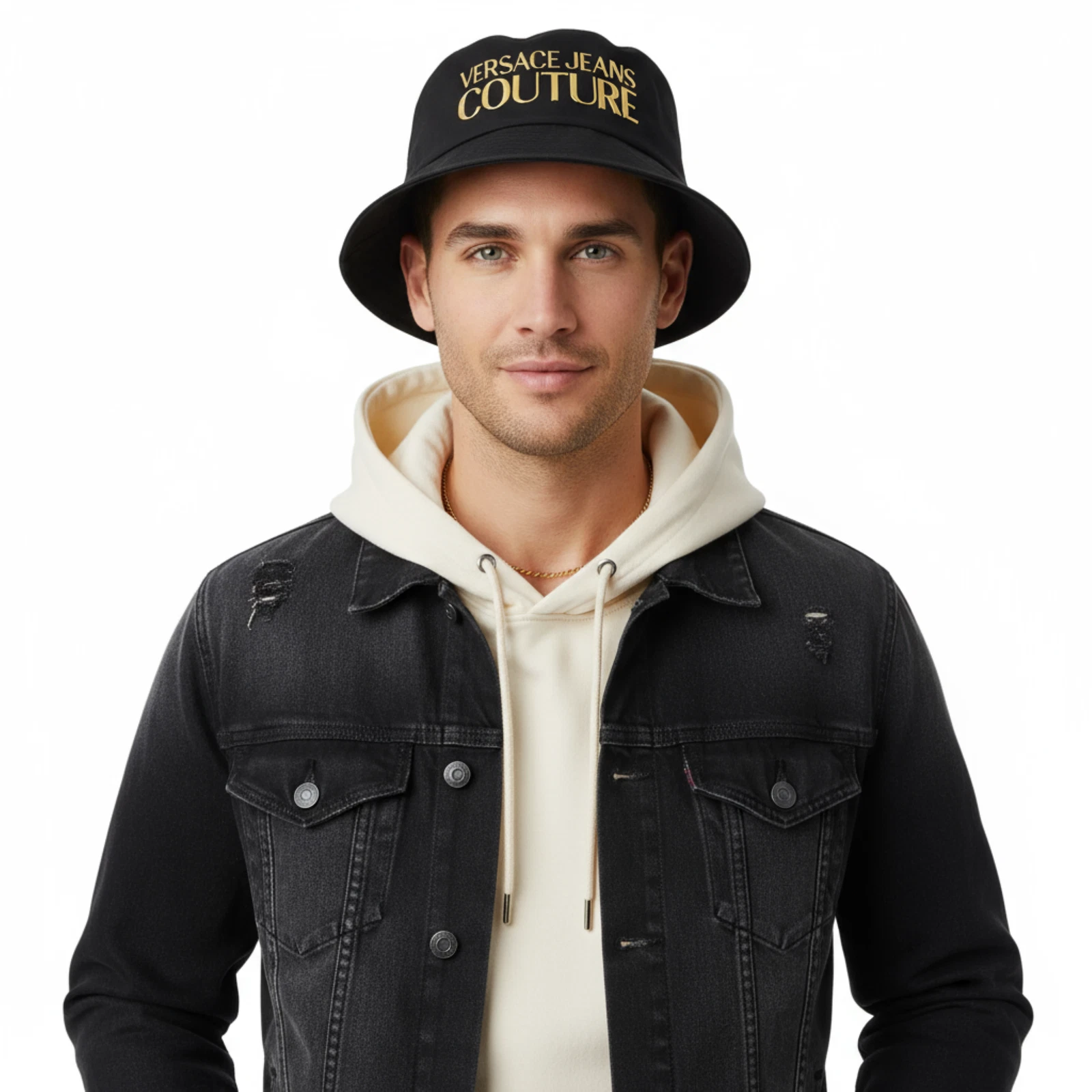 Versace Jeans Couture Black/Gold Classic Bold Gold Signature Bucket Hat